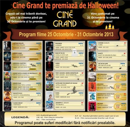 Uvertura Mall: Vezi ce filme rulează la Cine Grand în perioada 25 - 31 octombrie 2013!