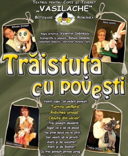 Trăistuța cu povești, spectacol pentru cei mici, duminică, la Teatrul Vasilache
