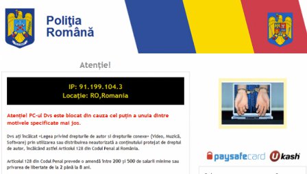 Hackerii au făcut peste 150 de mii de dolari prin virusul „Poliția Română”