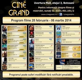Uvertura Mall: Vezi ce filme rulează la Cine Grand în perioada 28 februarie – 6 februarie 2014!