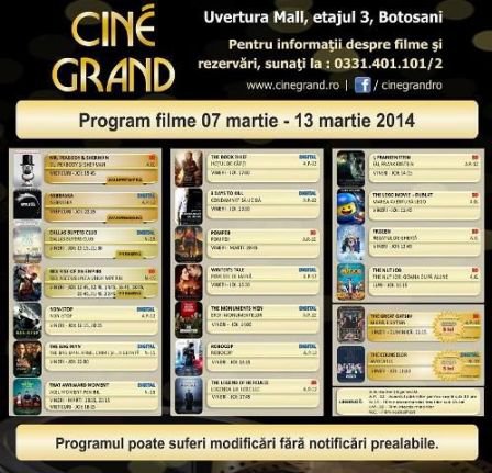 Uvertura Mall: Vezi ce filme rulează la Cine Grand în perioada 7-13 martie 2014!