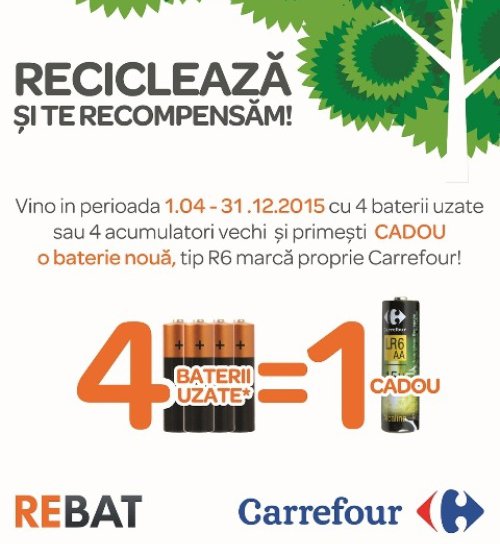 Carrefour relansează programul de colectare a bateriilor uzate - Reciclează și te recompensăm!