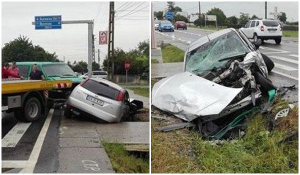 Accident grav pe drumul Botoşani - Suceava! Ford Focus transformat într-un morman de fiare!