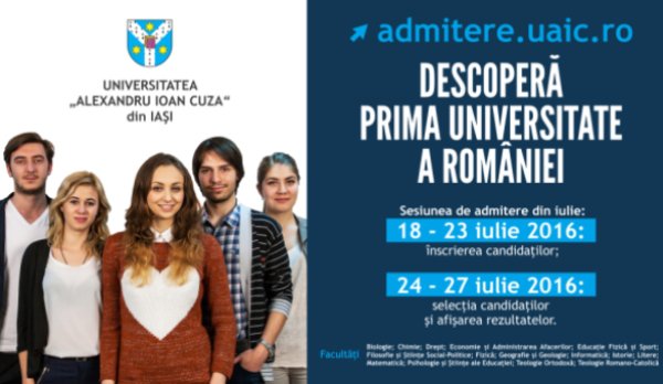 NOU! Înscrieri online la admiterea în Iași: Universitatea „Alexandru Ioan Cuza” oferă 3500 de locuri