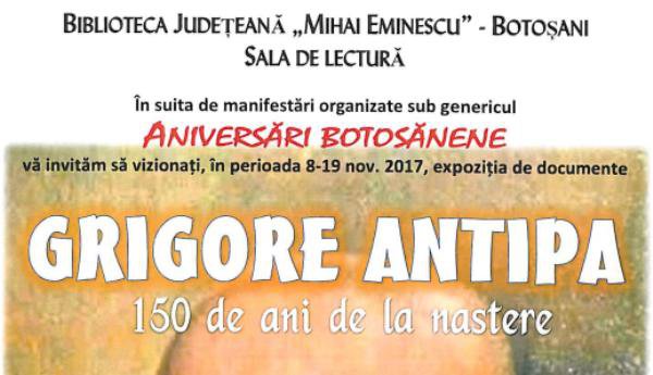 150 de ani de la nașterea lui Grigore Antipa marcați la Biblioteca Județeană Botoșani