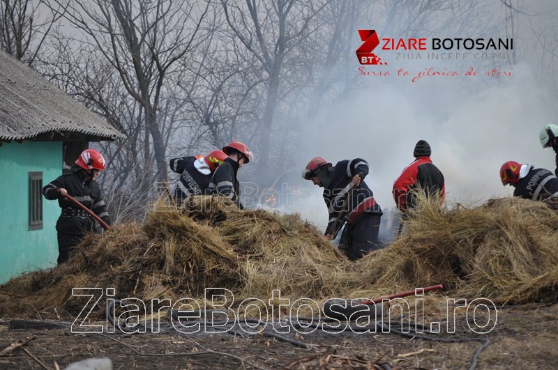 Furaje mistuite de flăcări la Dumeni! Pompierii au intervenit pentru stingere - FOTO