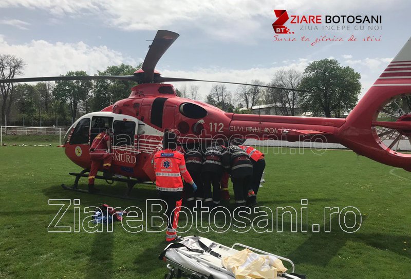 Bărbat în comă preluat de urgență de elicopterul SMURD de la Dorohoi - FOTO
