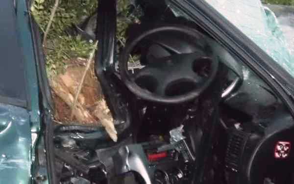 Femeie din Dorohoi rănită într-un accident produs de un șofer băut care a intrat cu mașina într-o cioată de copac