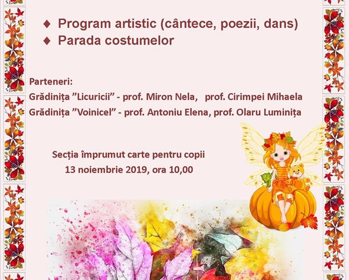 Carnavalul Toamnei revine la Biblioteca Județeană Botoșani