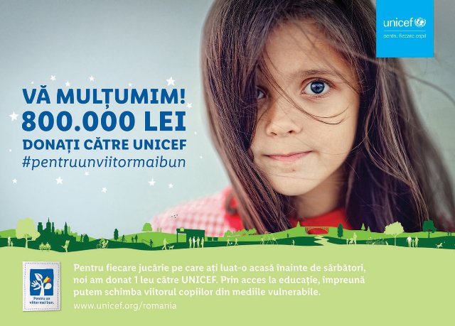 Împreună cu clienții săi, Lidl investește 800.000 lei către proiectele UNICEF