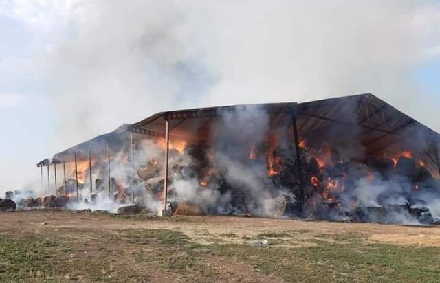 Incendiu puternic la Ripiceni! Un depozit de furaje a fost cuprins de flăcări - FOTO