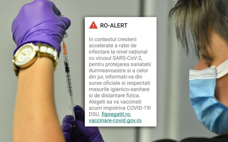 Mesaj Ro-Alert, prin care li se cere românilor să se vaccineze