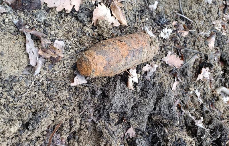 Proiectil exploziv găsit în pădurea Agafton, de detectoriști de metale