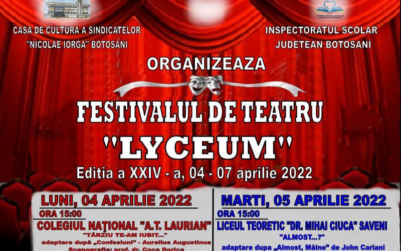 Botoșani: S-a încheiat cea de a XXIV- a ediție a festivalului de teatru „LYCEUM”
