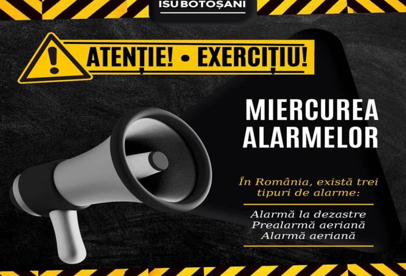 Se întâmplă și la Botoșani! Exercițiu de alarmare publică „MIERCUREA ALARMELOR”