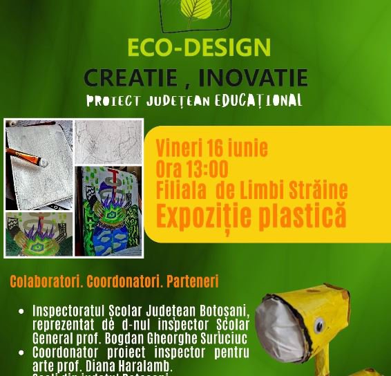 Expoziție plastică  „Eco-Design, Creație, Inovație”, la Biblioteca Județeană