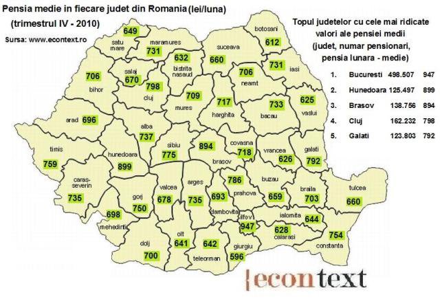 Harta pensiilor si a pensionarilor din Romania! Unde sunt cei mai multi/putini pensionari si ce pensii au ei