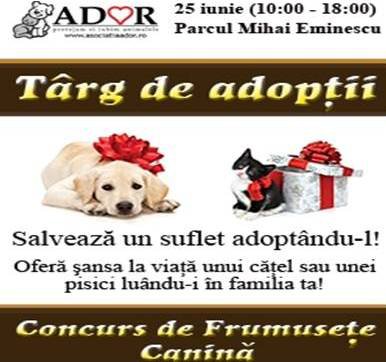 Asociația ADOR | Târg de adopţii şi concurs de frumuseţe canină, sâmbătă, în Parcul Mihai Eminescu