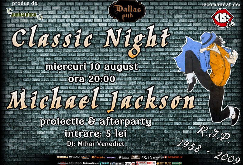 Seara tribut MICHAEL JACKSON la Dallas Pub din Botosani