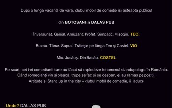 Mâine la Dallas Pub: Stand …