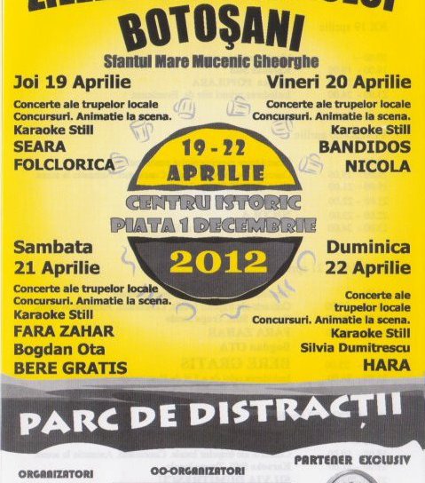 Zilele municipiului Botoșani: Vezi programul celor patru zile de distracție