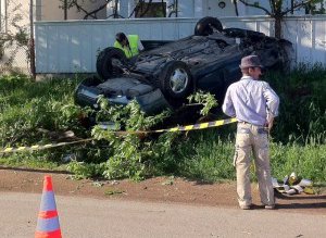 Maşină dată peste cap la …