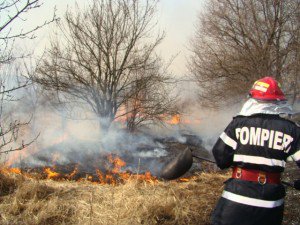 Incendiu de vegetație uscată stins după mai bine de opt ore