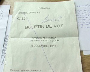 Presupusă fraudă la Secţia de votare 63: Un botoşănean reclamă că a primit un buletin pe care era aplicată ştampila