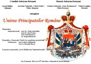 Ziua Unirii Principatelor Române, marcată, joi, la Muzeului de Istorie Botoșani
