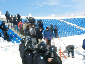 Exerciţiu tactic făcut de jandarmii botoșăneni pe Stadionul municipal Botoşani