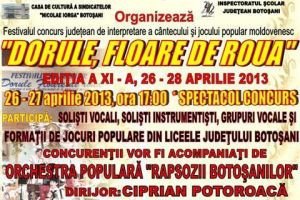 Festivalul Concurs „Dorule, floare de rouă” s-a încheiat. Vezi lista câștigătorilor!