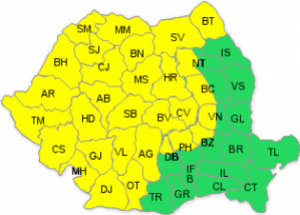 Județul Botosani sub atenționare COD GALBEN de vijelii, ploi torenţiale şi grindină. Vezi hărțile!