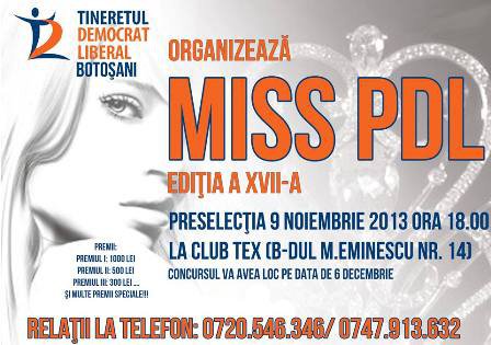 Tinerii democrat-liberali botoșăneni organizează preselecția pentru Miss PDL 2013