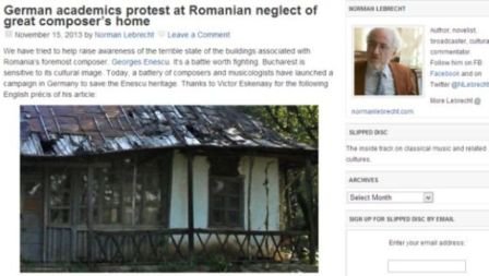 Academicienii cer salvarea casei lui George Enescu din comuna Mihăileni