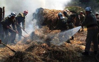 Depozit de furaje distrus într-un …