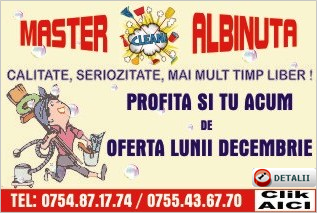 Nou în Dorohoi ! Master Clean Albinuța, vă oferă servicii profesionale de curățenie 