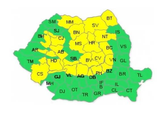 COD GALBEN de ninsoare şi viscol în Botoșani și alte 25 de judeţe