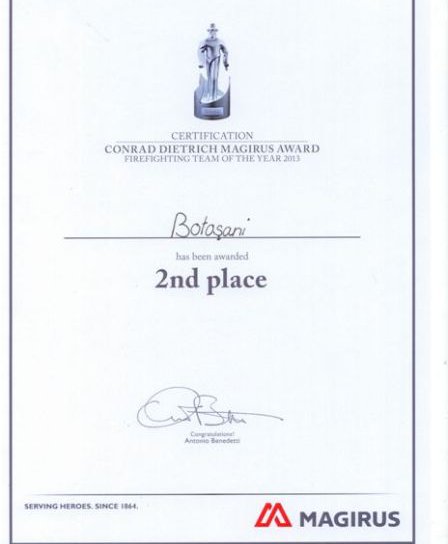 Pompierii botoşăneni, locul II la concursul internaţional „Conrad Dietrich Magirus Award 2013”