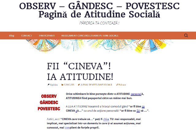 IHTIS: OBSERV – GÂNDESC – POVESTESC – Pagina de Atitudine Socială