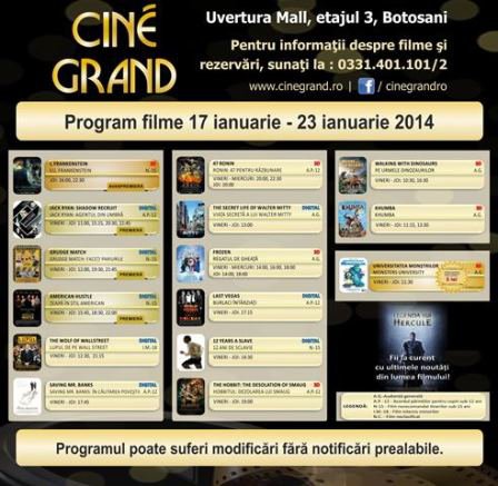 Uvertura Mall: Vezi ce filme rulează la Cine Grand în perioada 17-23 ianuarie 2014!