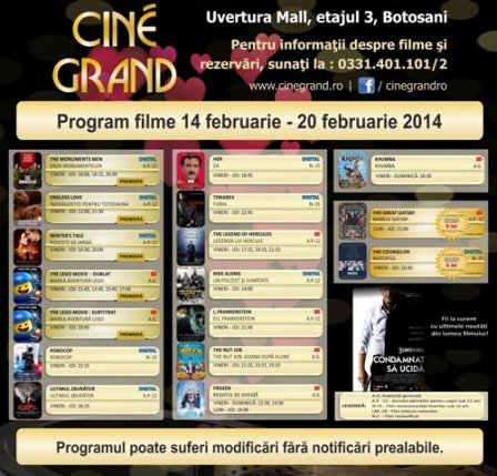 Uvertura Mall: Vezi ce filme rulează la Cine Grand în perioada 14 - 20 februarie 2014!