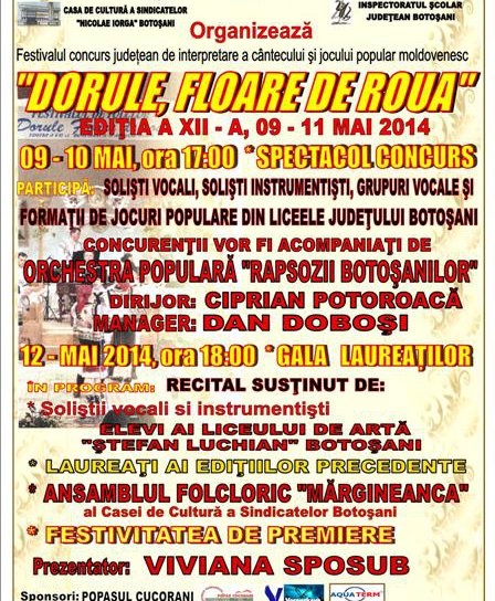 Festivalul judeţean de folclor „Dorule, floare de rouă”, ediția a XII – a