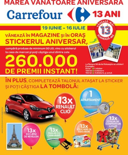 Carrefour aniversează 13 ani de prețuri incendiare cu peste 260.000 de premii