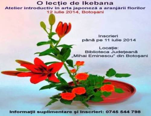 O lecție de Ikebana la Botoșani. Atelier introductiv în arta japoneză a aranjării florilor