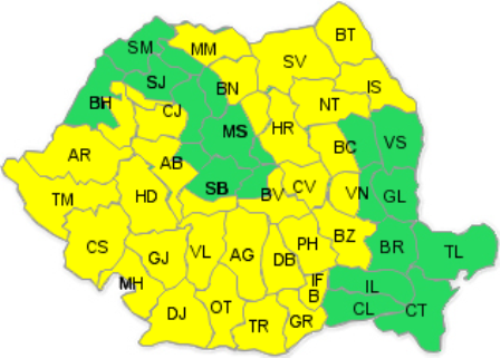 Atenție! Avertizare COD GALBEN de instabilitate atmosferică și ploi însemnate cantitativ în județul Botoșani.