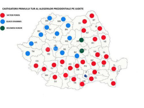 Top 5 judeţe unde au luat cei doi candidaţi cele mai multe voturi. Ponta, scor zdrobitor în fieful lui Duicu. Iohannis, acasă la Sibiu