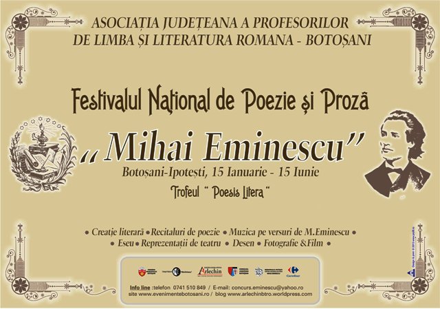 Festivalul Naţional de Poezie şi Proză MIHAI EMINESCU, ediţia a IV-a, 2015