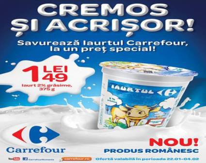 Carrefour lansează o nouă gamă de iaurt marcă proprie