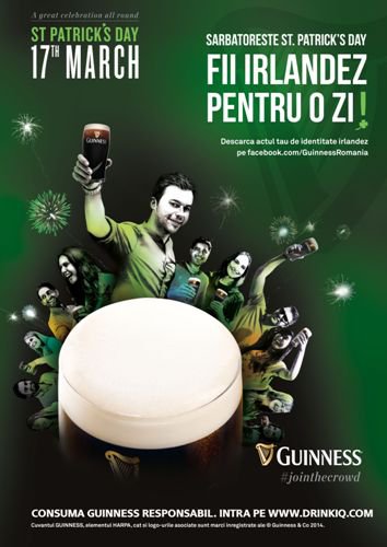 Sărbătorește St. Patrick’s Day cu berea Guinness, la Botoșani în Society și GIP