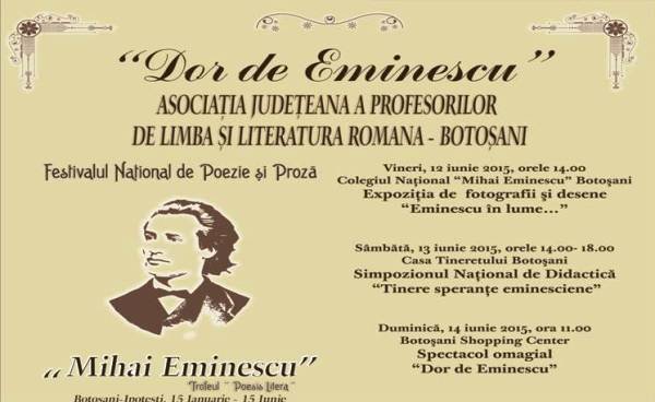 Concursul Naţional „Mihai Eminescu”, ediţia a IV-a. Află unde şi când are loc decernarea trofeului „Poesis Litera”?